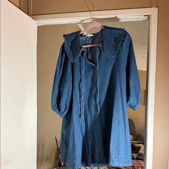 entro Dresses & Skirts - entro Blue Denim Top with Label Detail